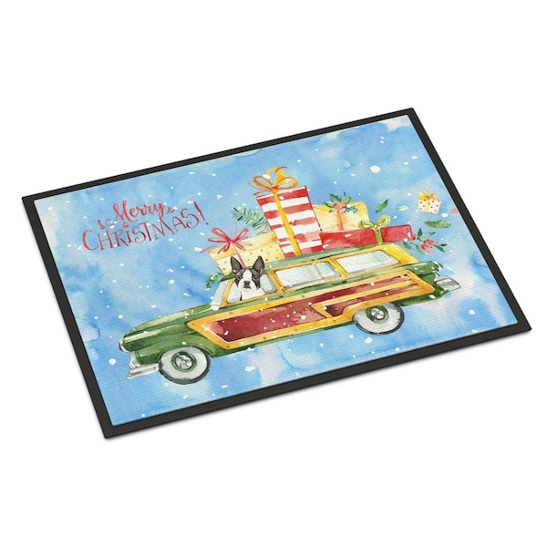 Carolines Treasures 18 x 27 in. Merry Christmas Boston Terrier Indoor or Outdoor Mat CK2397MAT - main